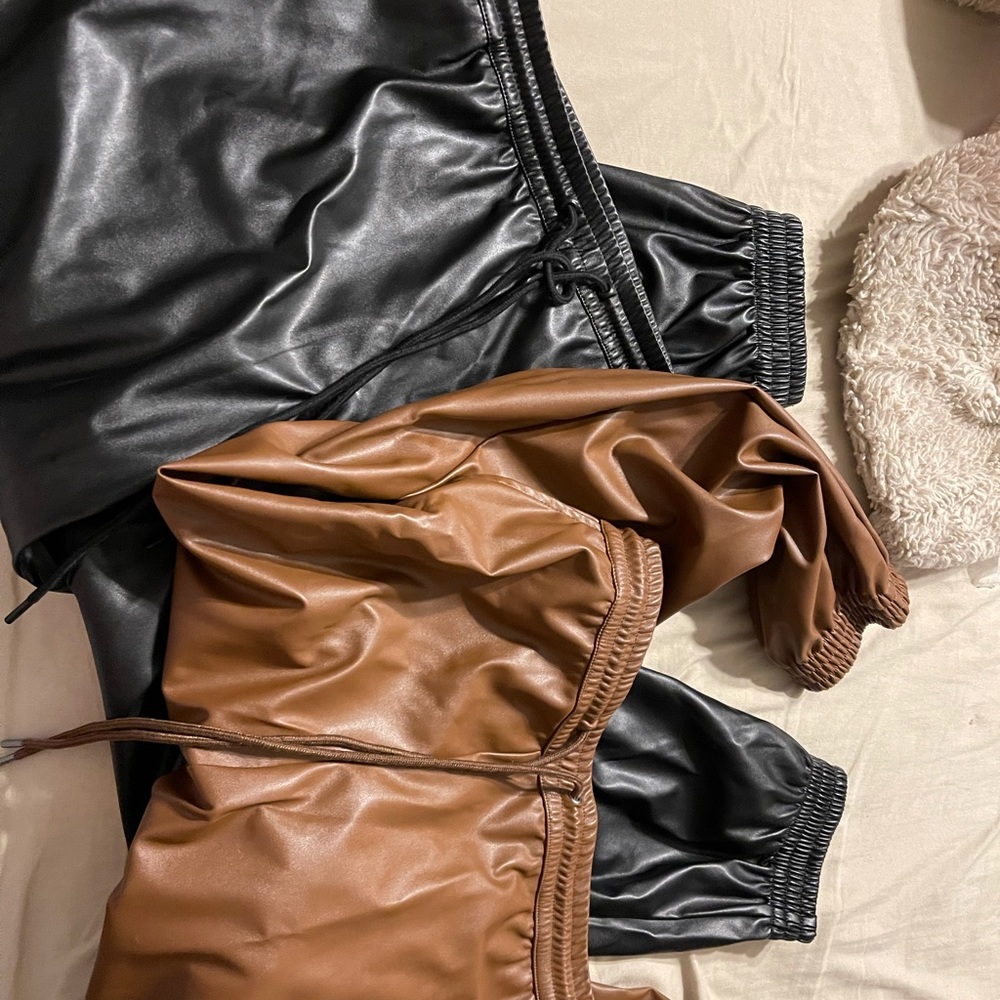 Brand new faux leather joggers